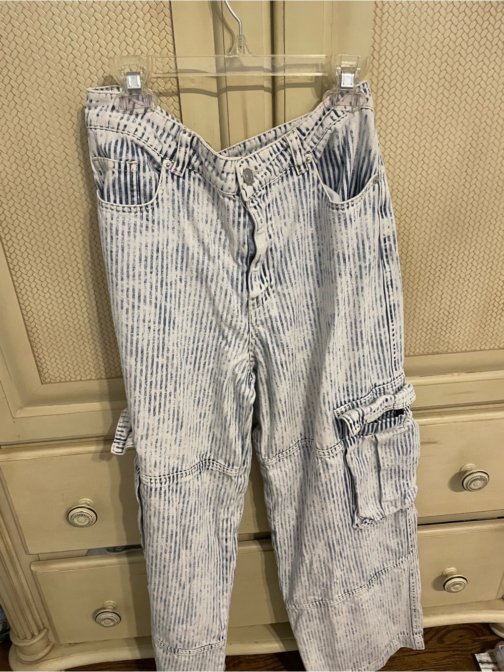 Altar'd State Light Wash Blue Stripe Denim pants